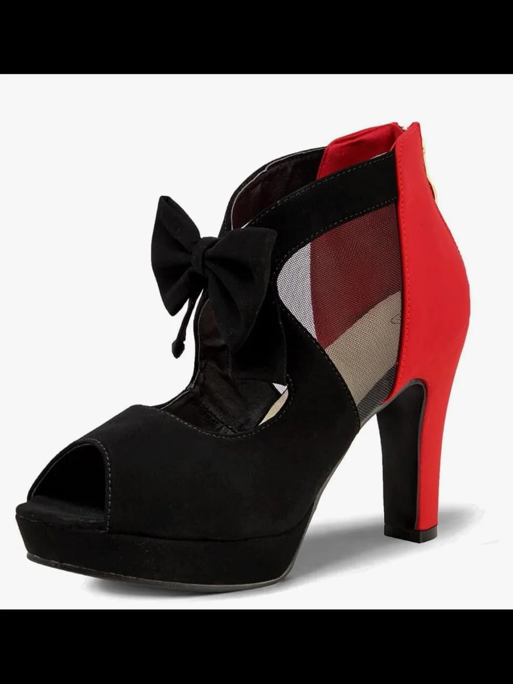 GATUXUS Open Toe Women Platform High Heel Shoes Bows Strappy Sandals